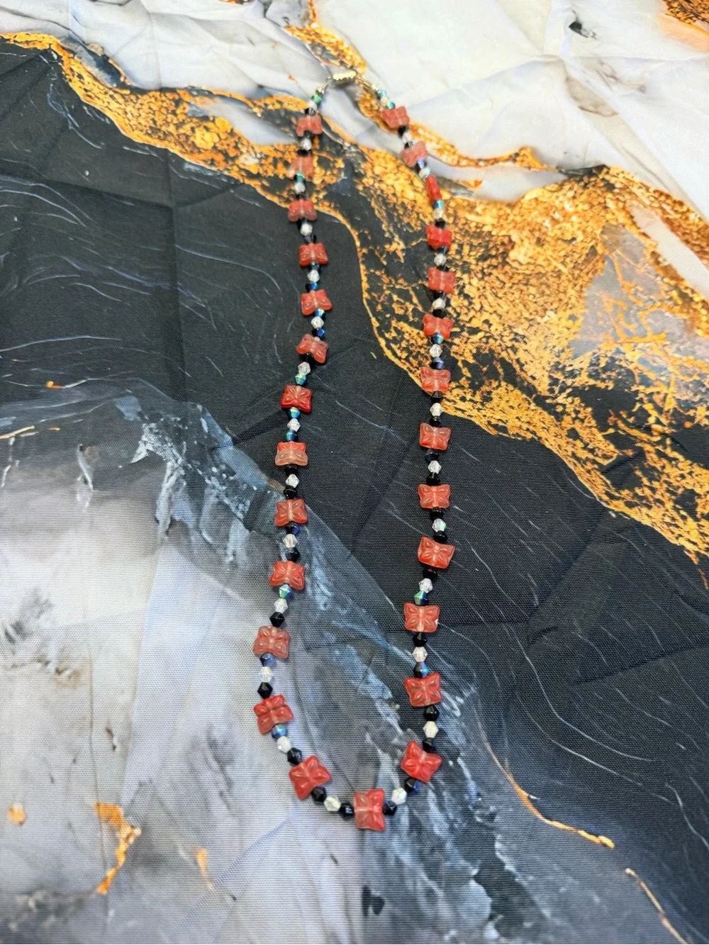 Vintage butterfly beaded necklace